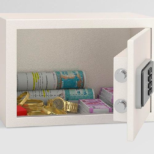 Digital Home Locker in Ivory Secure CRCA Steel Pre Assembled Optional Wall or Cupboard Installation